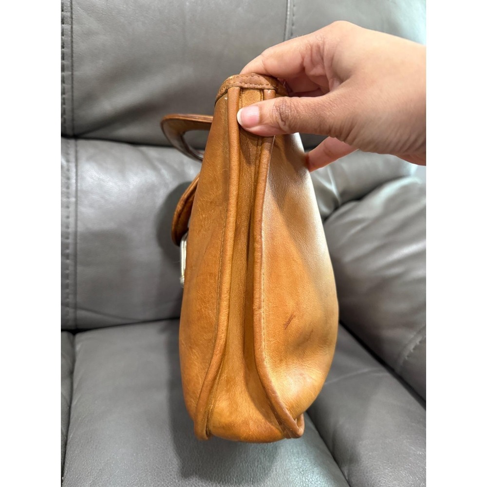 Vintage Coach Tan Leather Kiss Lock Bonnie Cashin Handle Bag 1970's - Picture 5 of 16